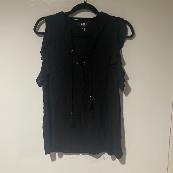 PAIGE Tops - PAIGE Women’s V-Neck Ruffle Sleeveless Blouse SZ M In Excellent Condition
